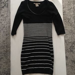 Black and white striped cotton dress
